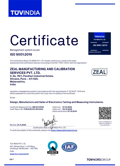 ISO 9001:2015 Certification — Zeal Manufacturing