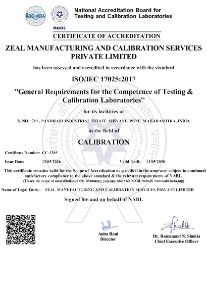 NABL ISO 17025 Accreditation Certificate CC-3385